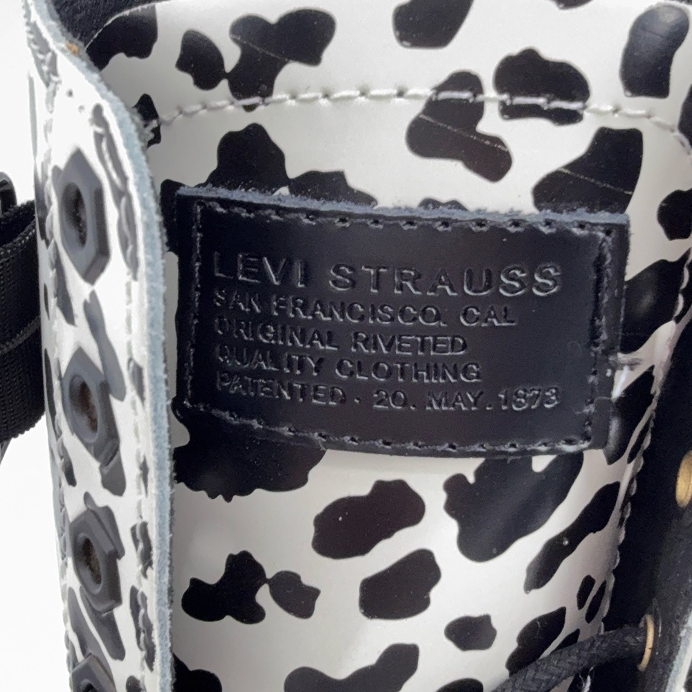 Levis Womens Giselle- Leopard Print Combat Lace Up Boots Shoes‎ Black Cream NEW - Picture 4 of 16